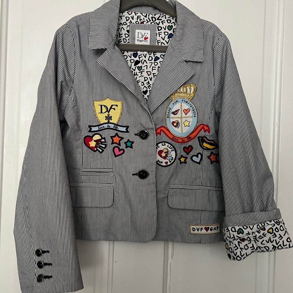 DIANE VON FURSTENBERG X GAP Kids Striped Blazer with Colorful Embroidery